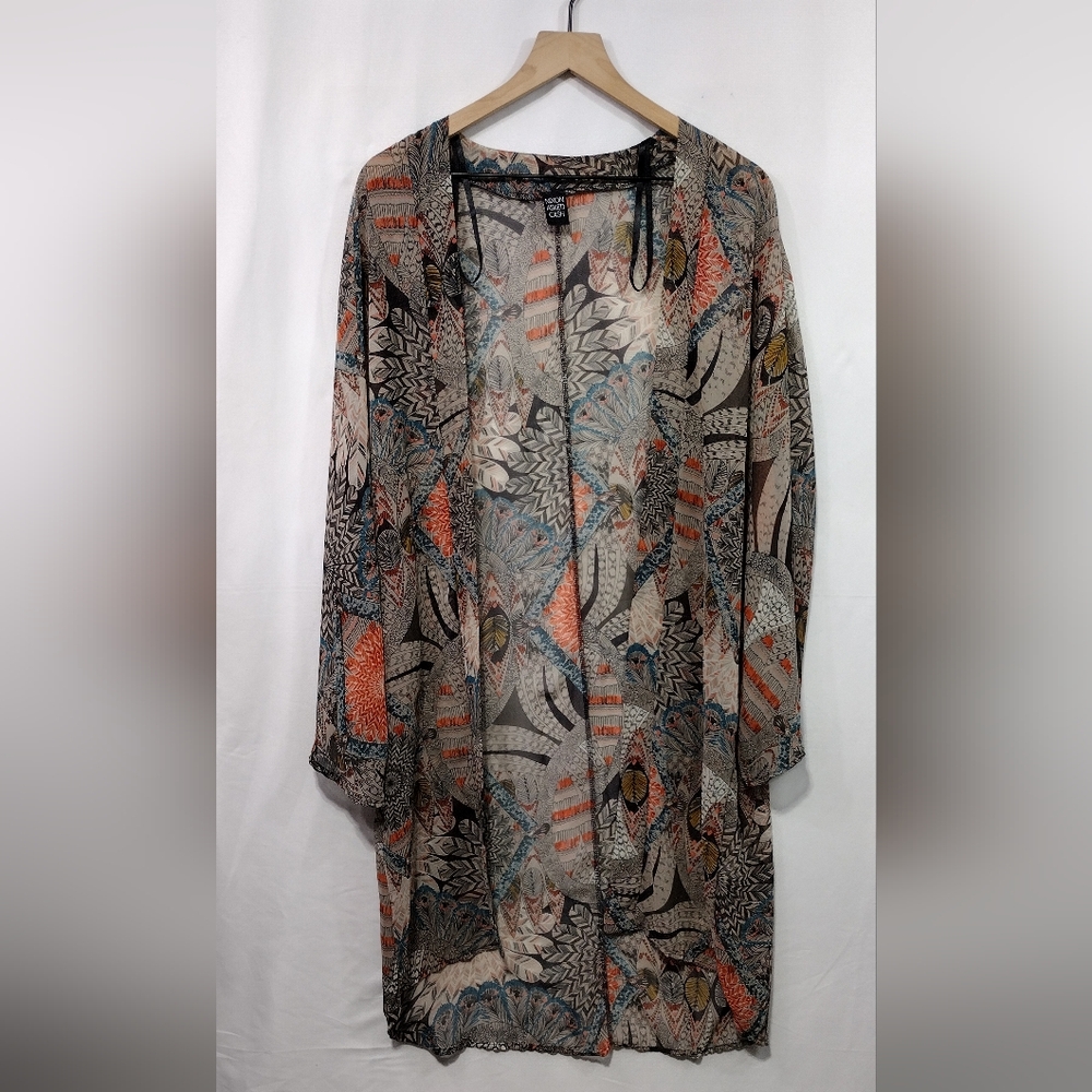 Nixon Asked Cash Floral Feather Boho Kimono Women's S Multicolor Boho Retro 90s
